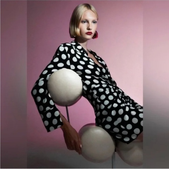 Zara limited edition polka dot wrap over mini dress - Picture 2 of 6